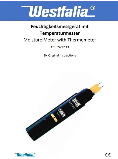 westfalia Wetekom Moisture Meter with Thermometer User Manual